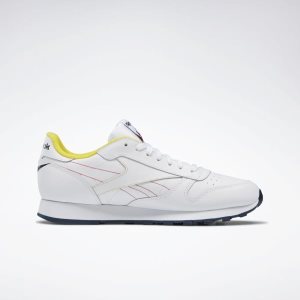 Adidasy Męskie Reebok Classic Leather Białe/Granatowe/Czerwone PL 80ICFUK